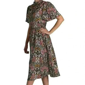 Julia Jordan Floral Ruffle Neck Midi Dress